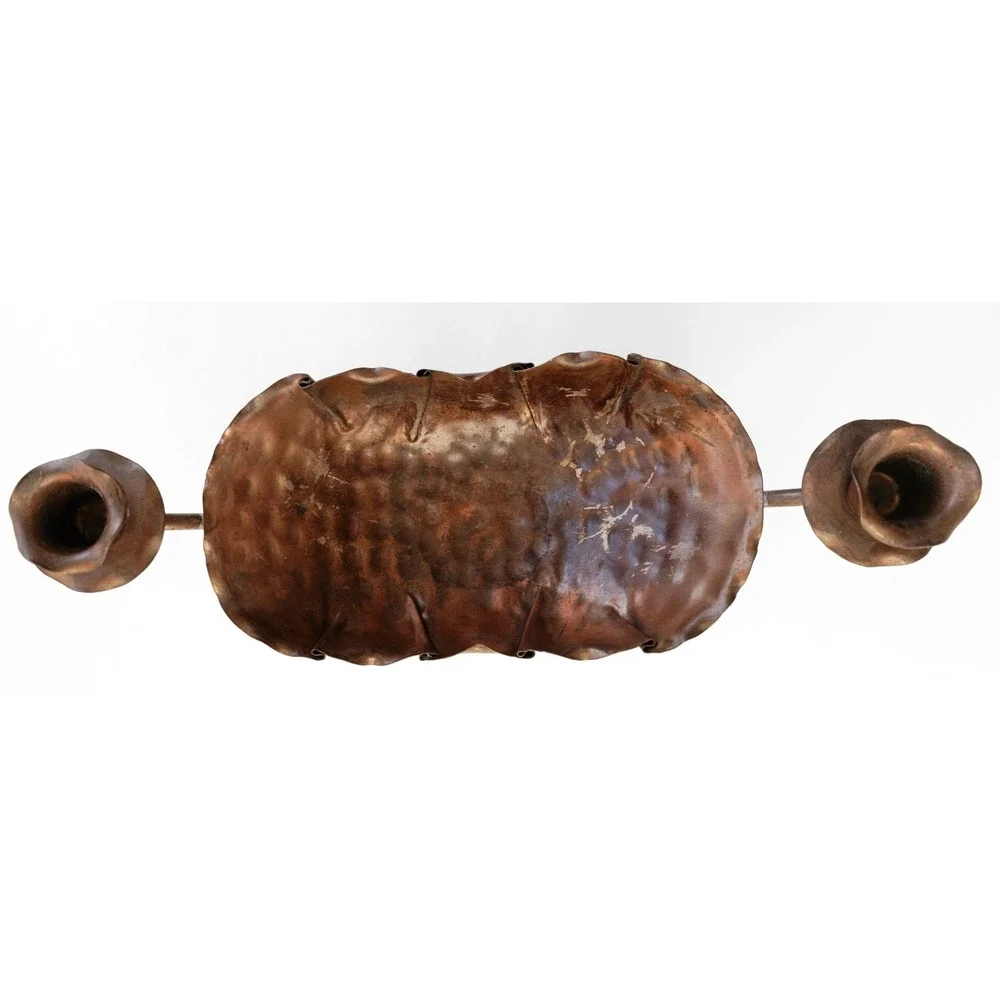 Vintage Gregorian Copper Centerpiece Bowl Candle Holder Set Cottagecore Rustic